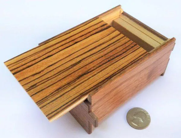 4 Sun 14 Step Natural Zebra Wood Japanese Puzzle Box