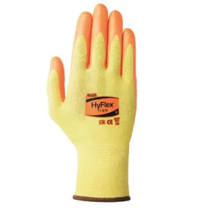 Ansell Hyflex® Gloves with High Visibility, Coated with Foam Nitrile, Size 11, Orange/Yellow, 11-515-11