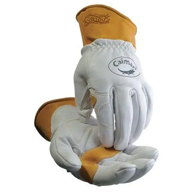 Caiman 1871 Multi-Task Gloves, Boarhide™/Goat/Ovis-Hide™ Leather, Large, White/Tan, 1871-L