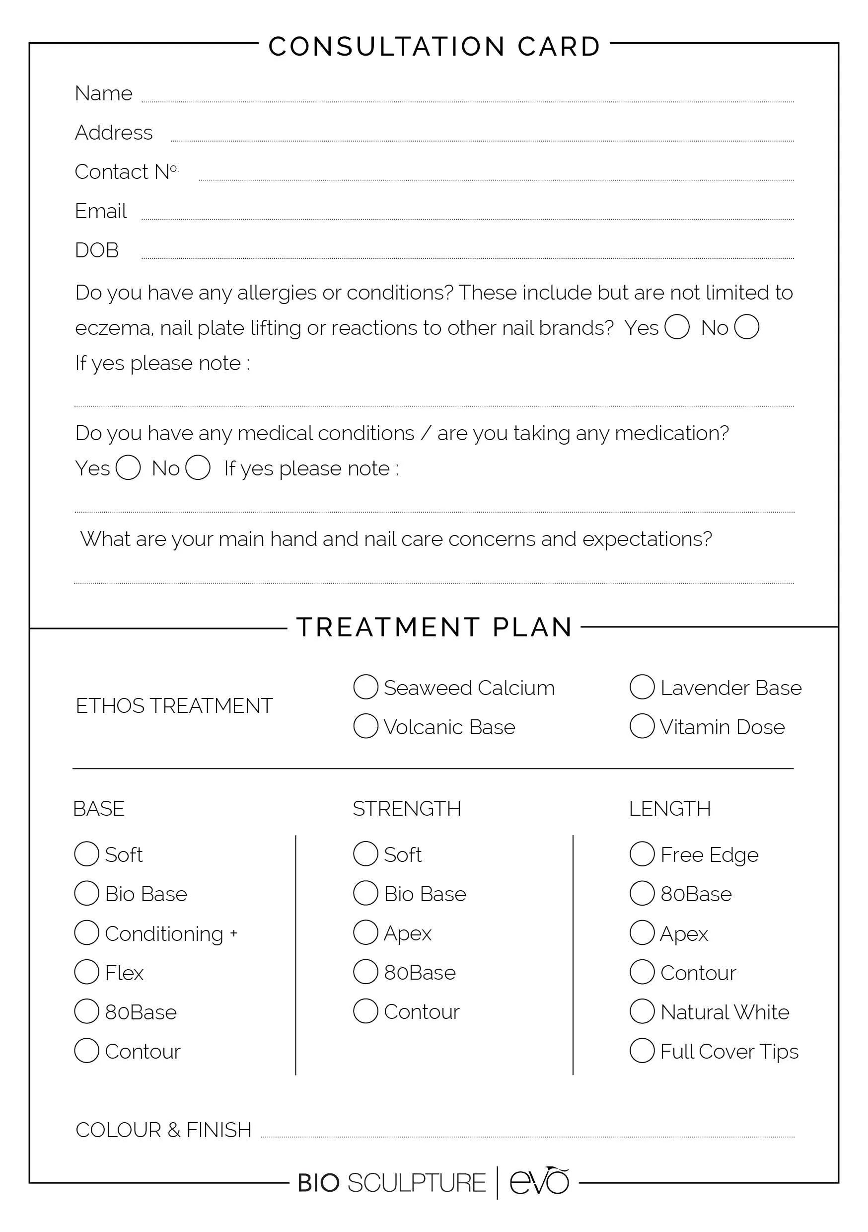 Client Consultation Cards x 25