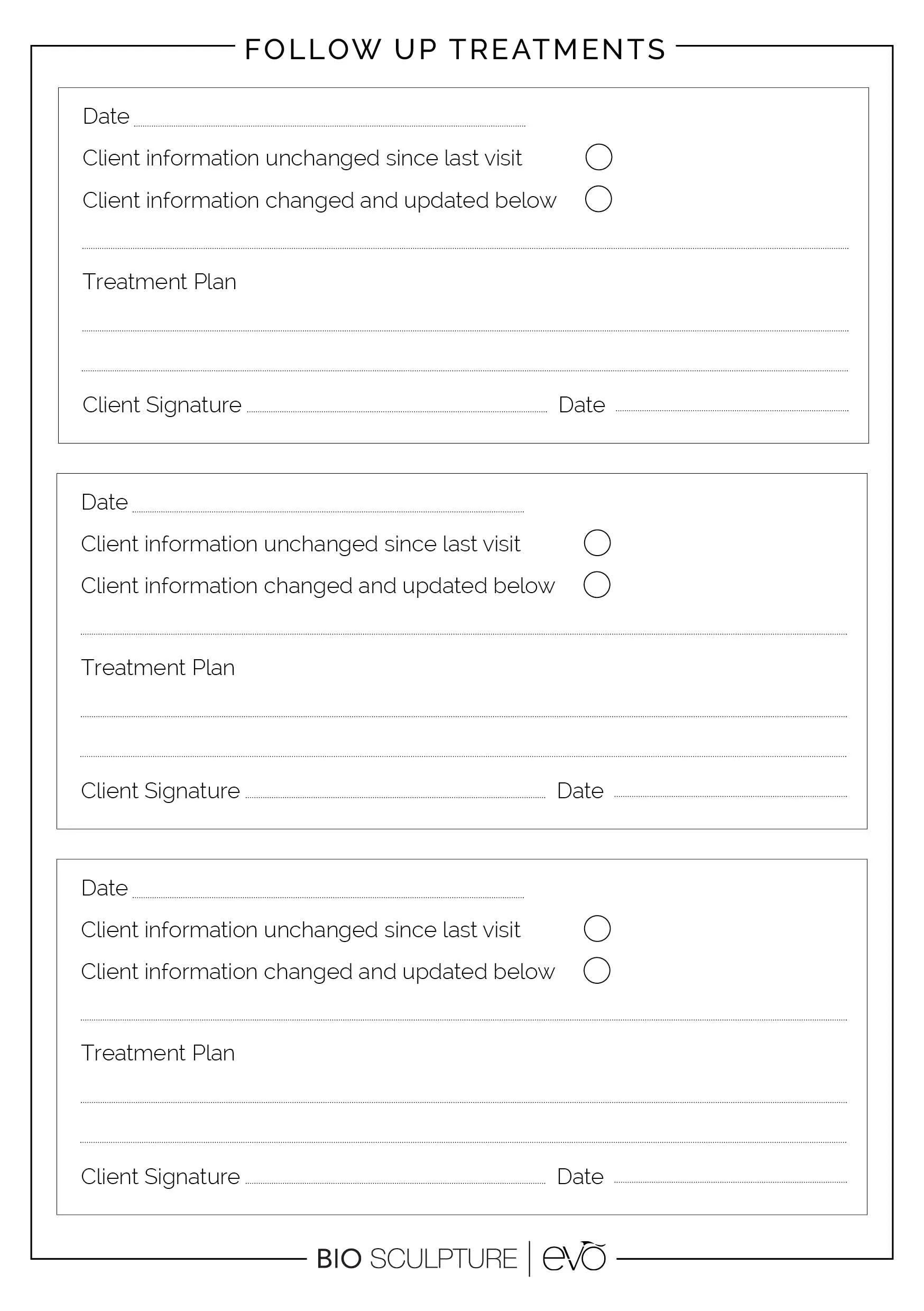 Client Consultation Cards x 25