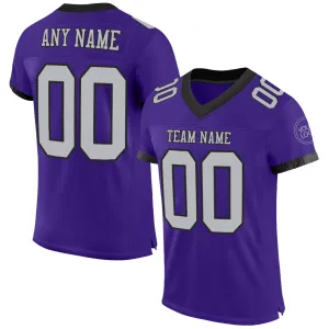 Custom Purple Gray-Black Mesh Authentic Football Jersey