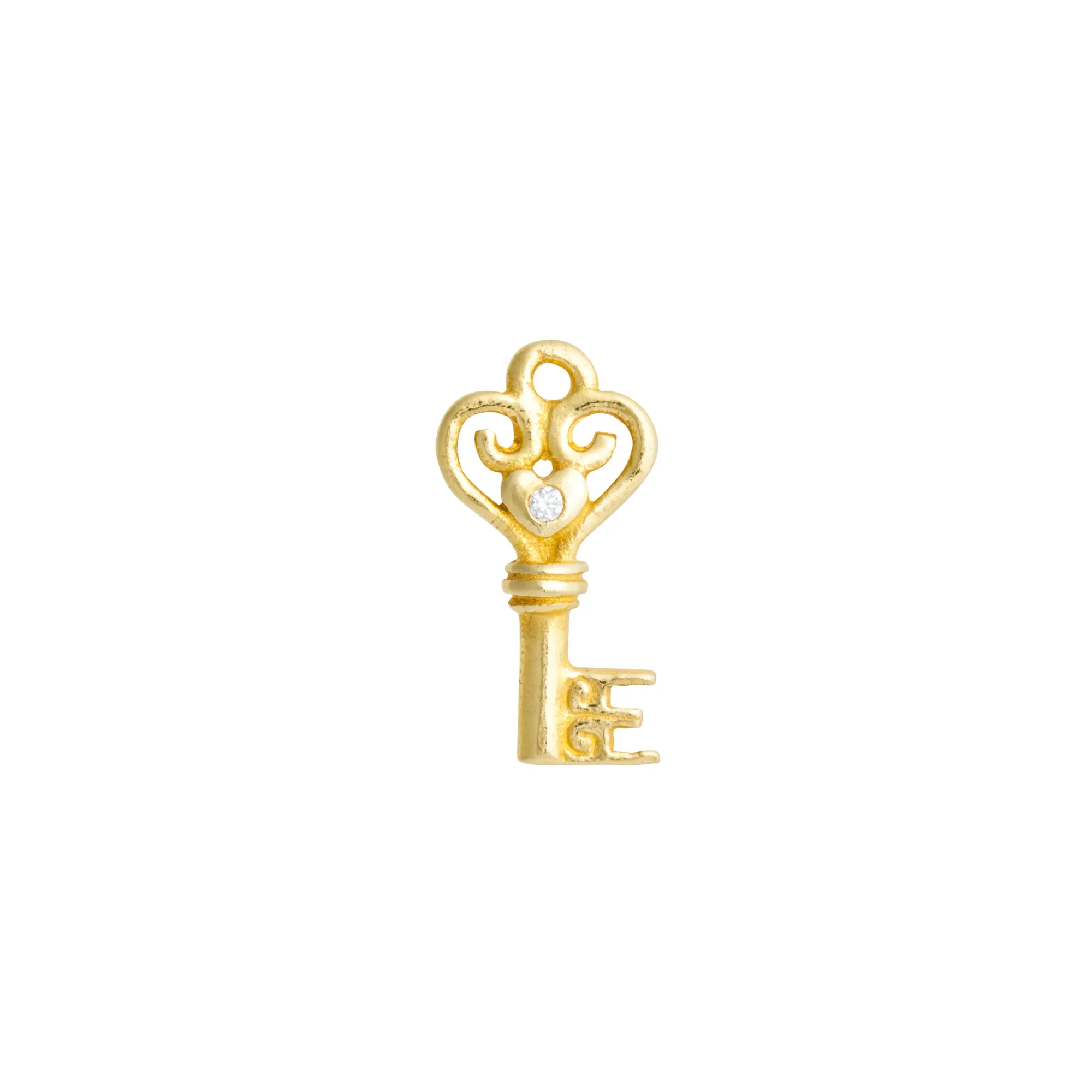 Diamond Heart Key Charm