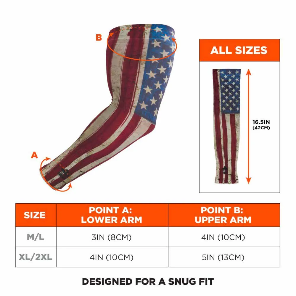 Ergodyne 12194 6695 XL/2XL American Flag Sun Protection Arm Sleeves Pair