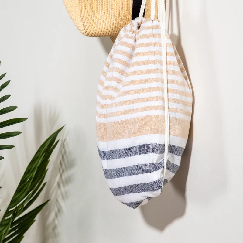 Estee Stripe Fouta Bag - Beige/Navy