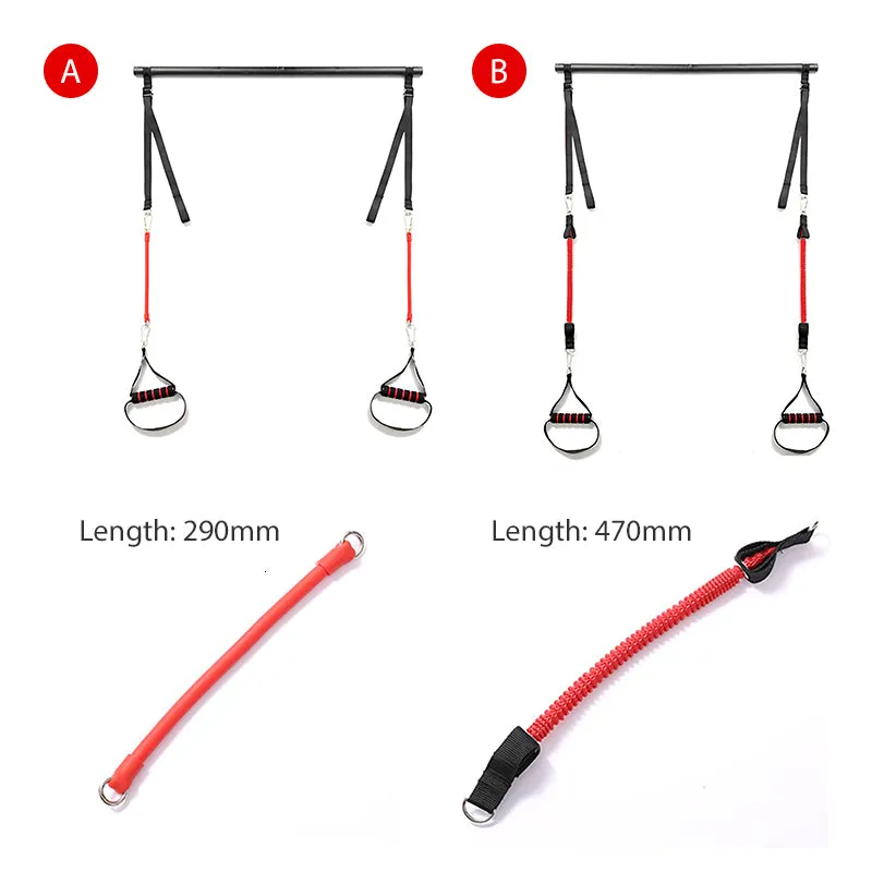 Fitness Trainer Bar with Resistance Bands and Rubber Buckles