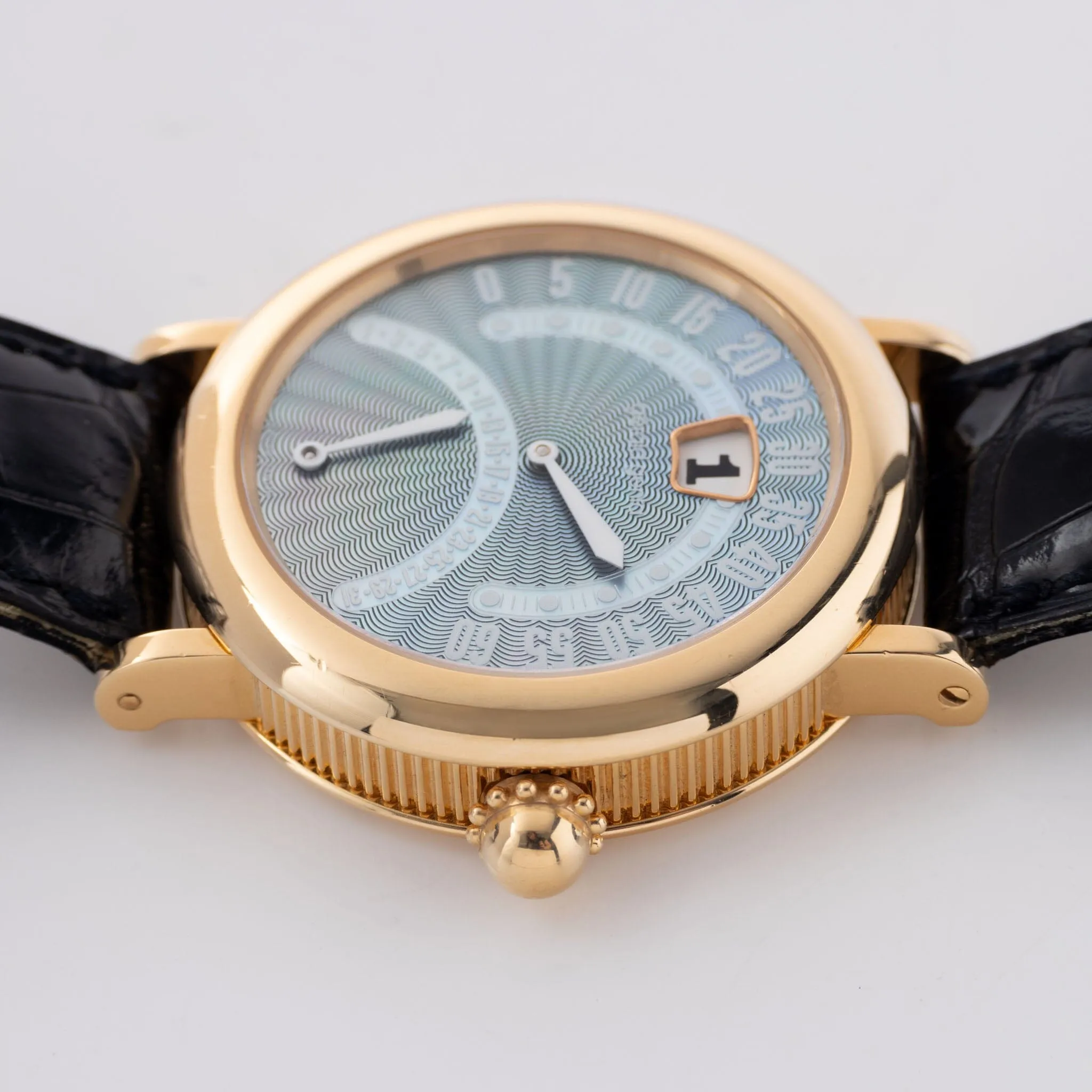 Gerald Genta "Retro" Pink Gold Mother of Pearl Dial Box and Papers