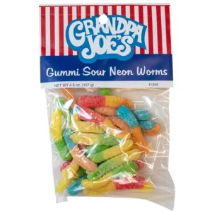 Grandpa Joe's Gummi Sour Neon Worms 4.5 oz