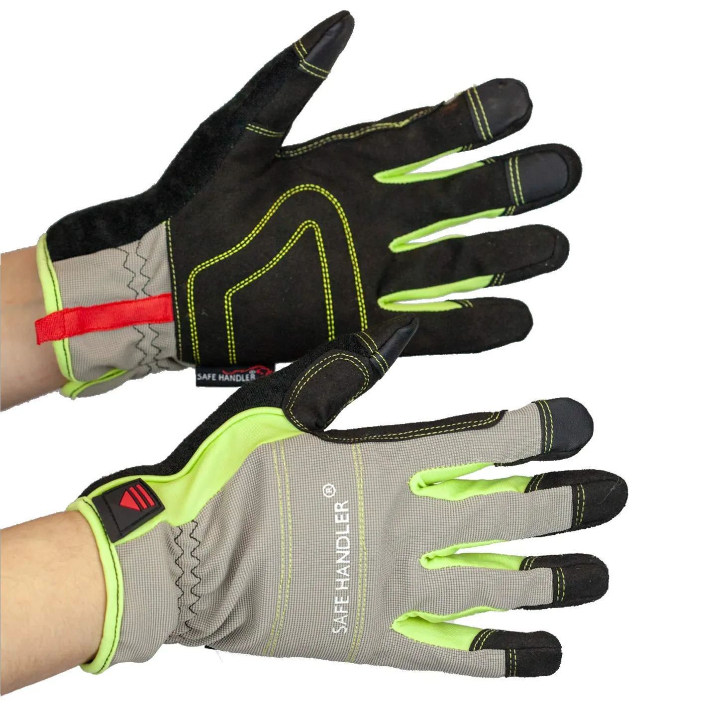 High Visibility Reinforced Palm, Tech Gloves, Fitted Wrists (2 Pairs)