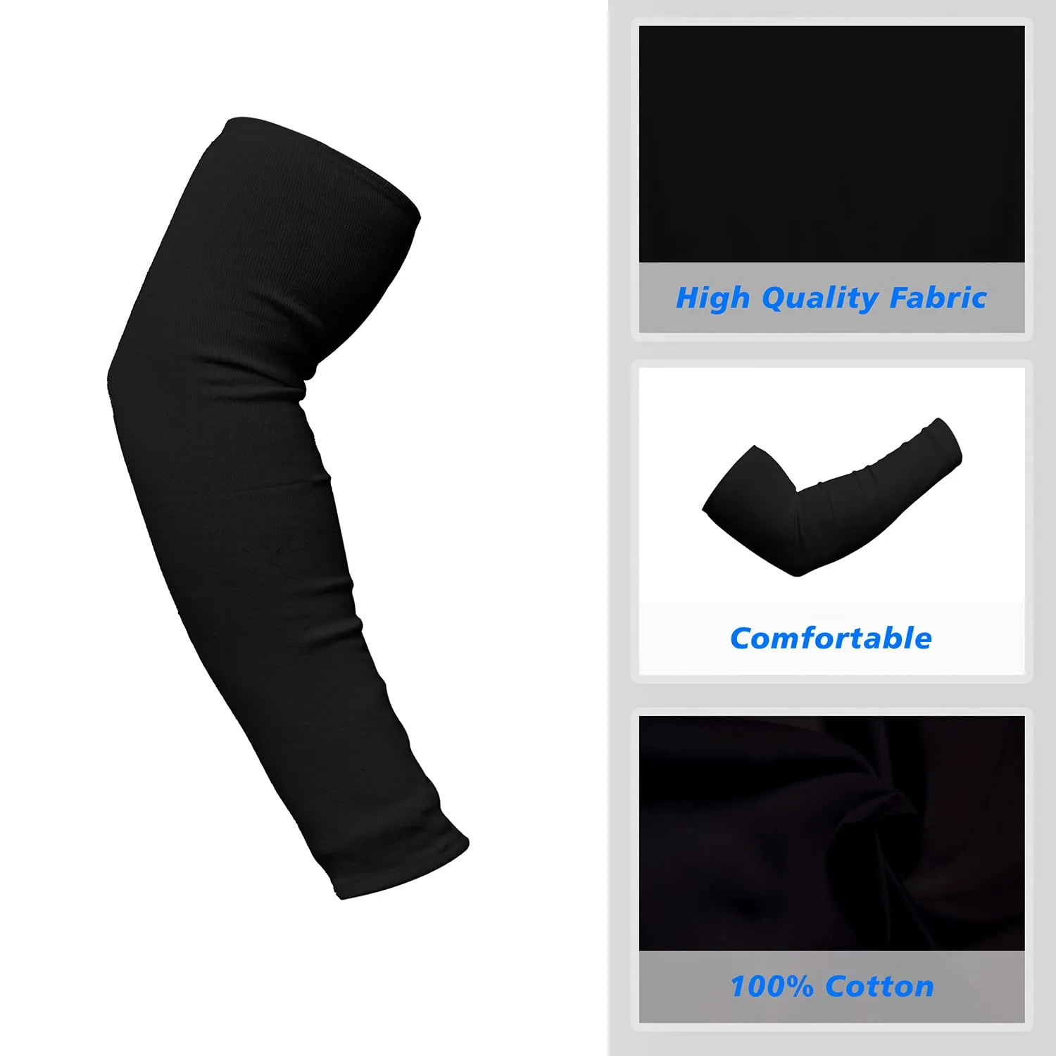 Kuber Industries Full Arm Sleeves | Cotton Summer Arm Sleeves | Protection From Sun Burns | Dust | Arm Sleeves For Women | Arm Sleeves For Men | 2 Pair | Pack of 2 | Black