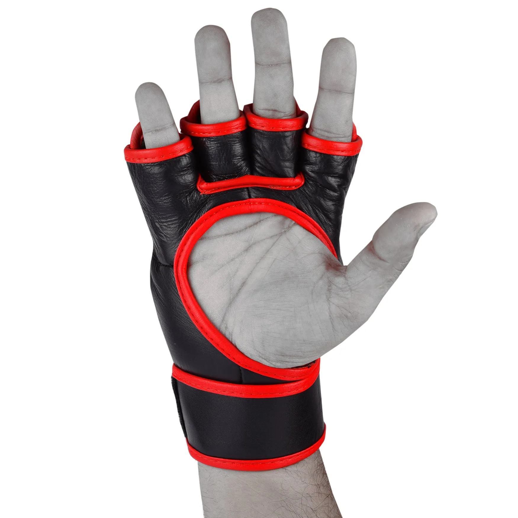 MAR-236 | Genuine Leather Red MMA Competition Gloves Open Palm