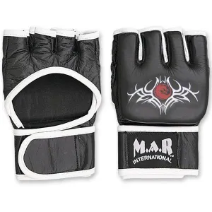 MAR-237 | Genuine Leather Black MMA Gloves w/ White Lining