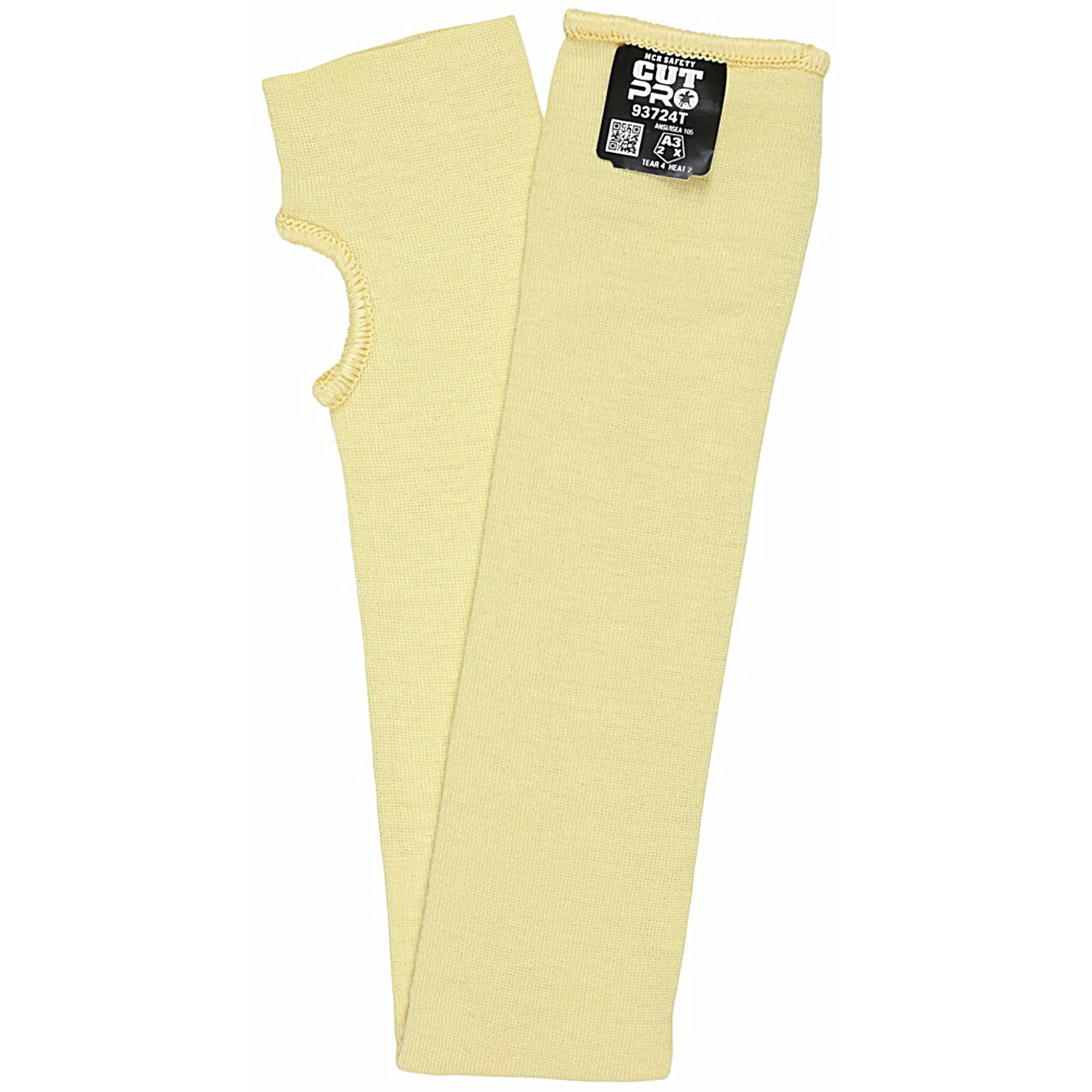 MCR Safety 93724T Cut Resistant Sleeve 24" with Thumbhole, Yellow, 1 Each