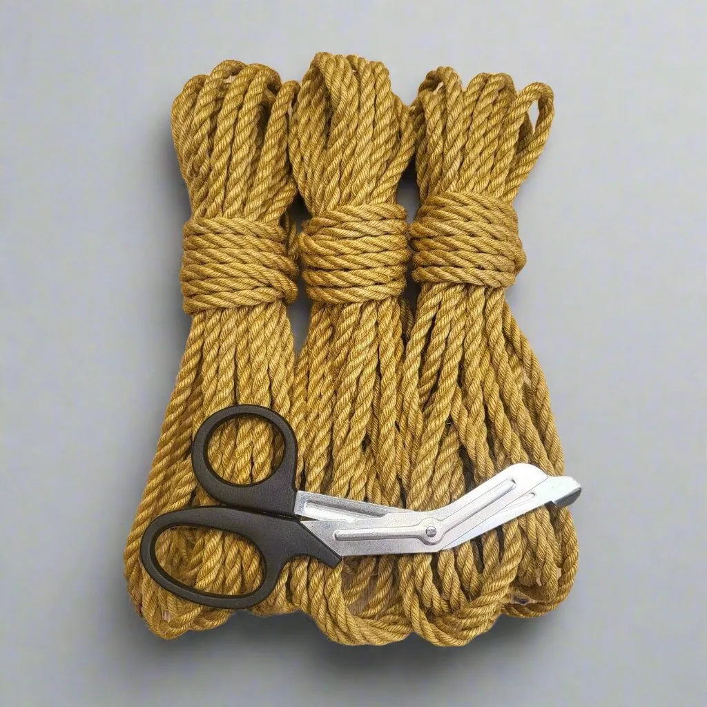 Mustard yellow jute shibari bondage rope.