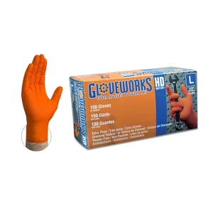 Nitrile Heavy Duty Orange Gripper Glove (100/bx)