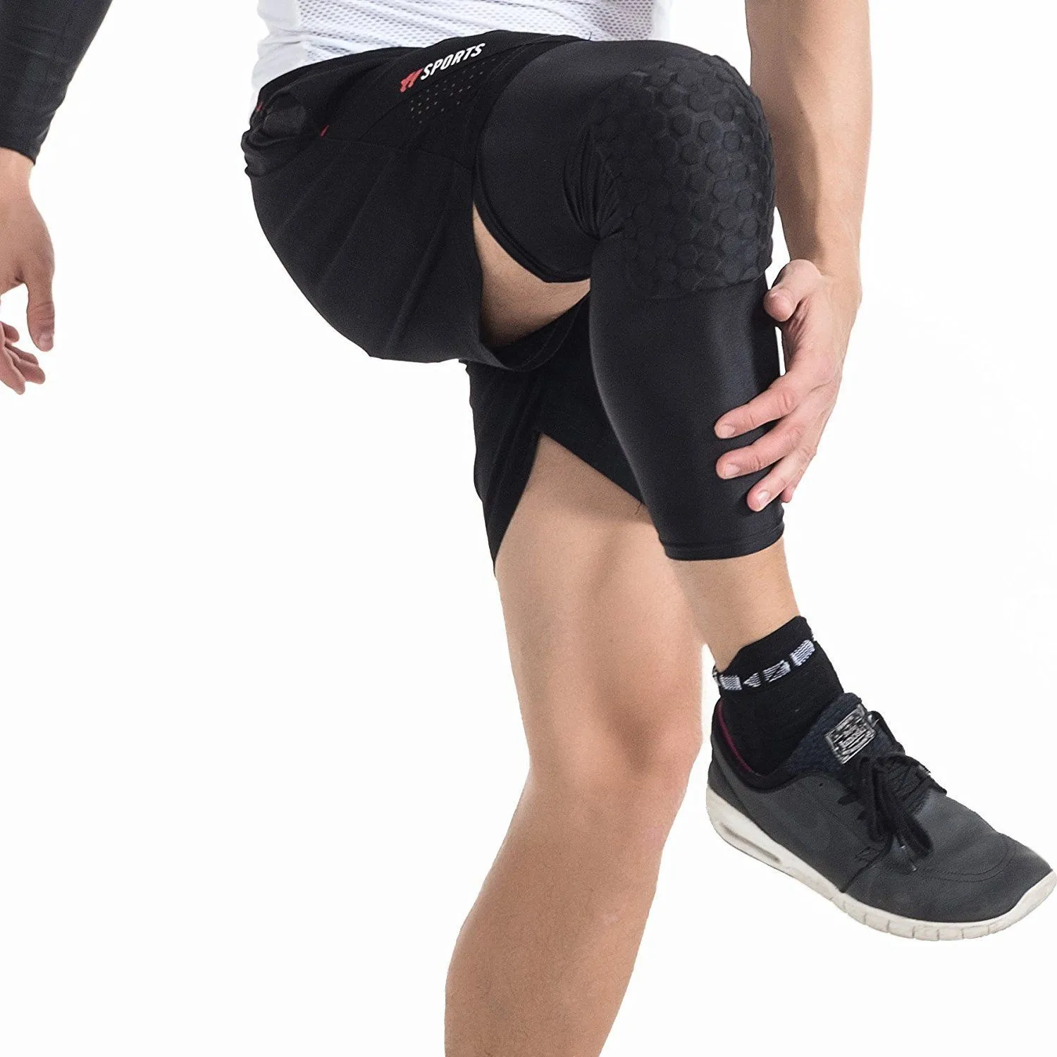 Padded Compression Knee Sleeves - Basketball, Wrestling & Volleyball HexPads!