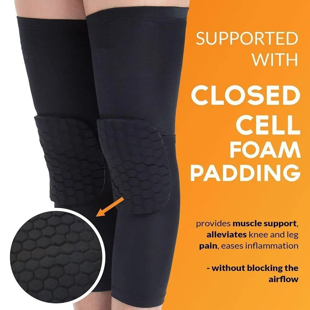 Padded Compression Knee Sleeves - Basketball, Wrestling & Volleyball HexPads!