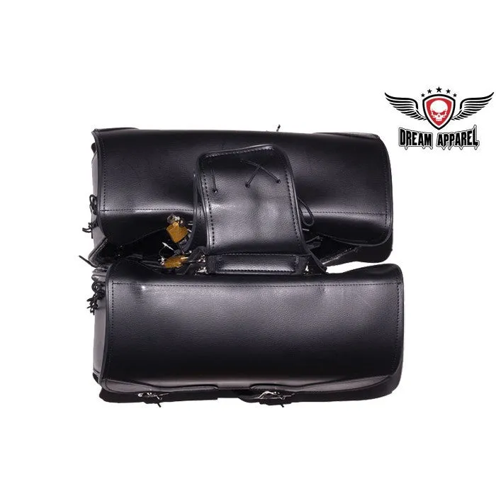 PVC Waterproof Plain Motorcycle Saddlebag Zip Off Bag 14.75" x 6.50" x 12"