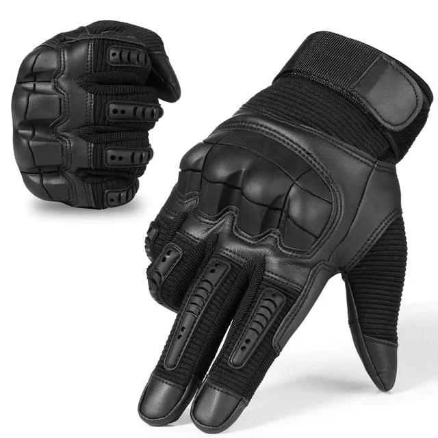 Rubber Hard Knuckle Full Finger Gloves