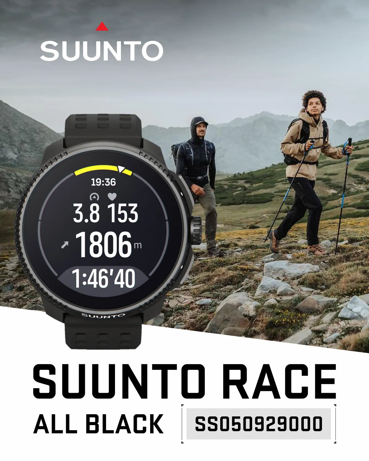 SUUNTO Race Sports 49 mm Smartwatch, GPS Tracker w/Clearer AMOLED Touchscreen, Dual-Band GNSS & Global Offline Map, 26-Day Standby with Wearable4U Power Bank SQ Bundle