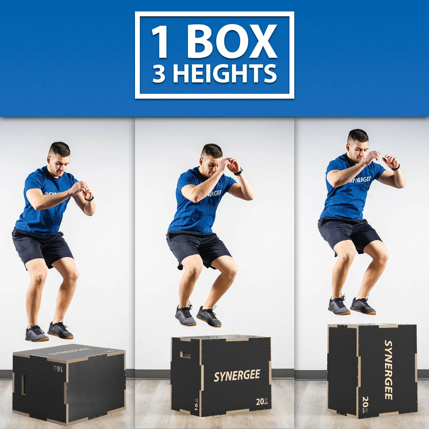 Synergee Non-Slip 3-in-1 Wood Plyo Boxes