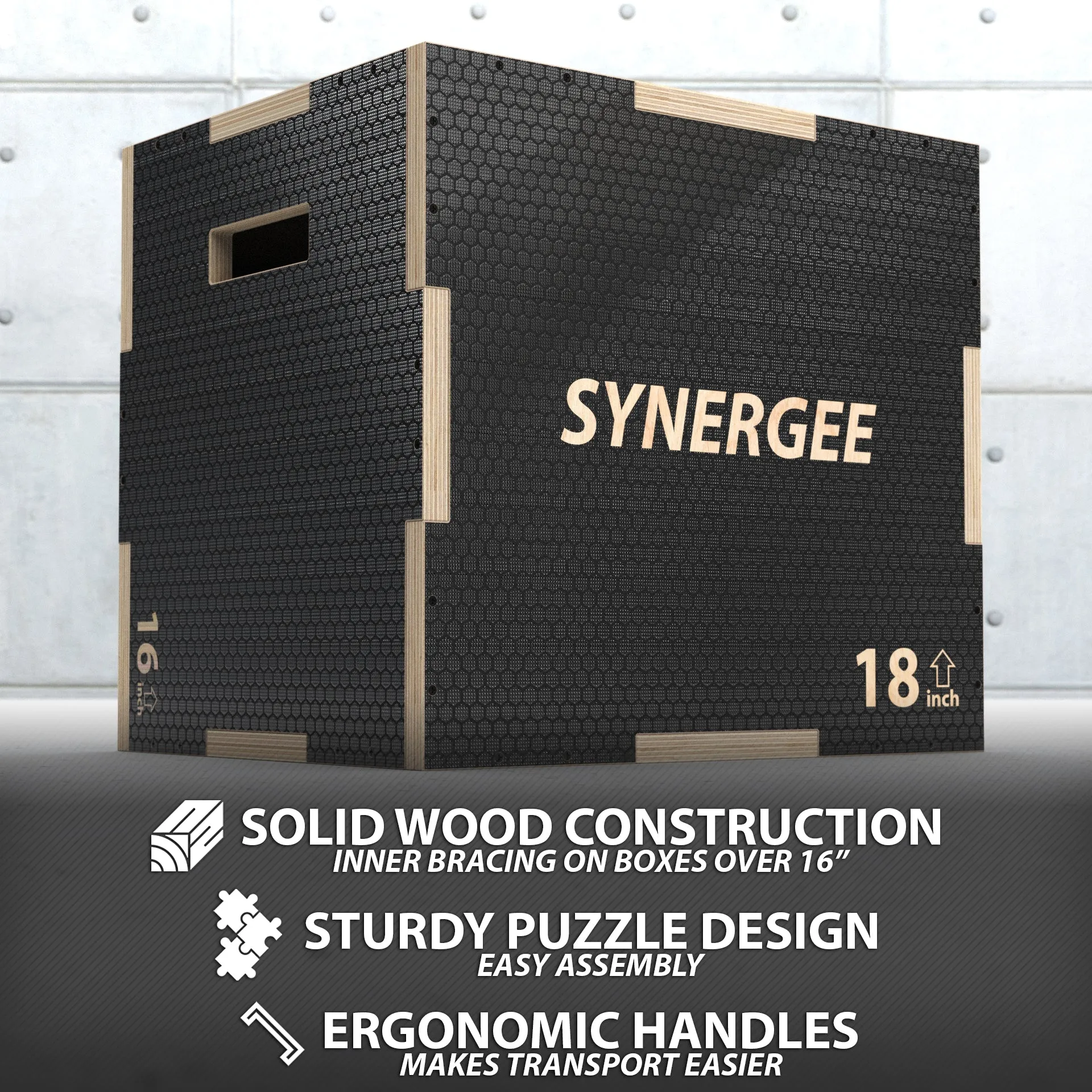 Synergee Non-Slip 3-in-1 Wood Plyo Boxes