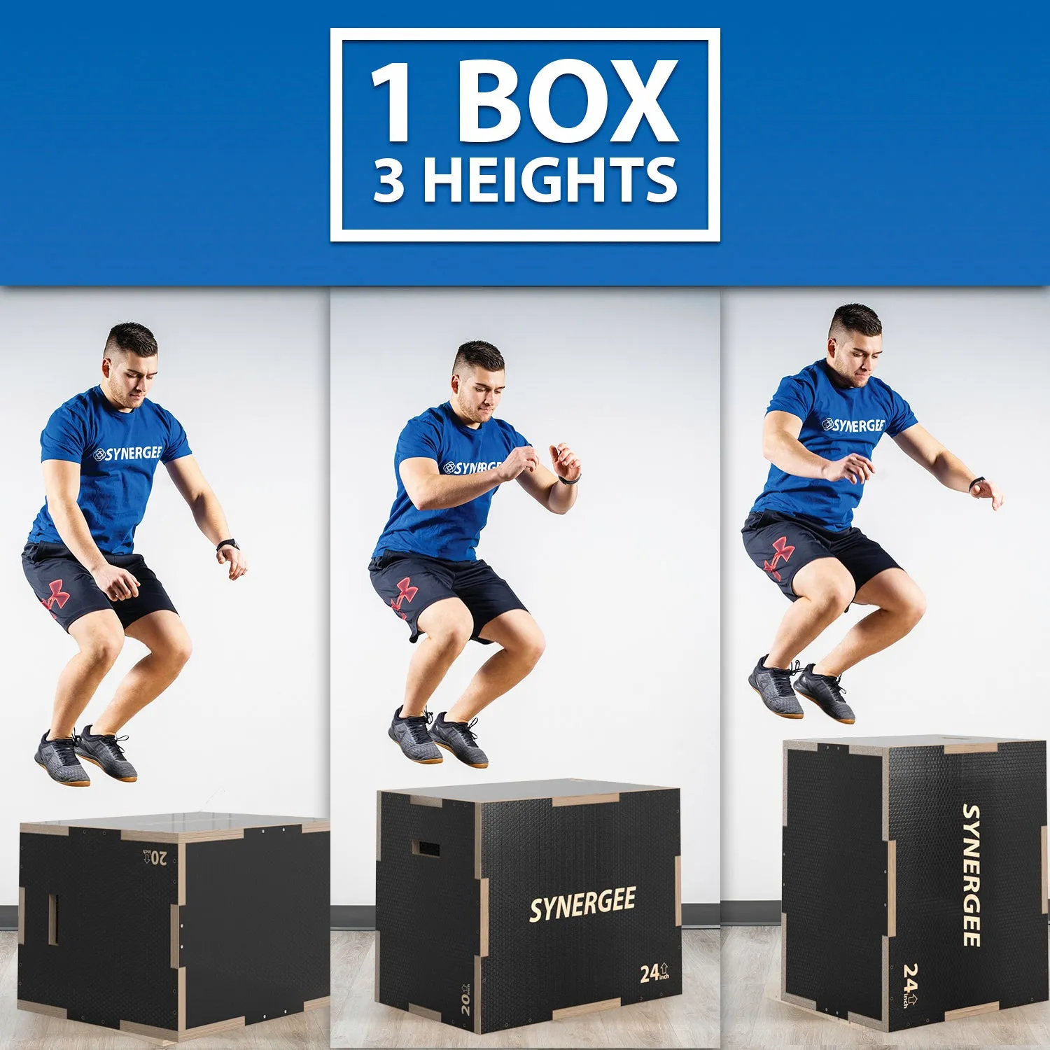 Synergee Non-Slip 3-in-1 Wood Plyo Boxes