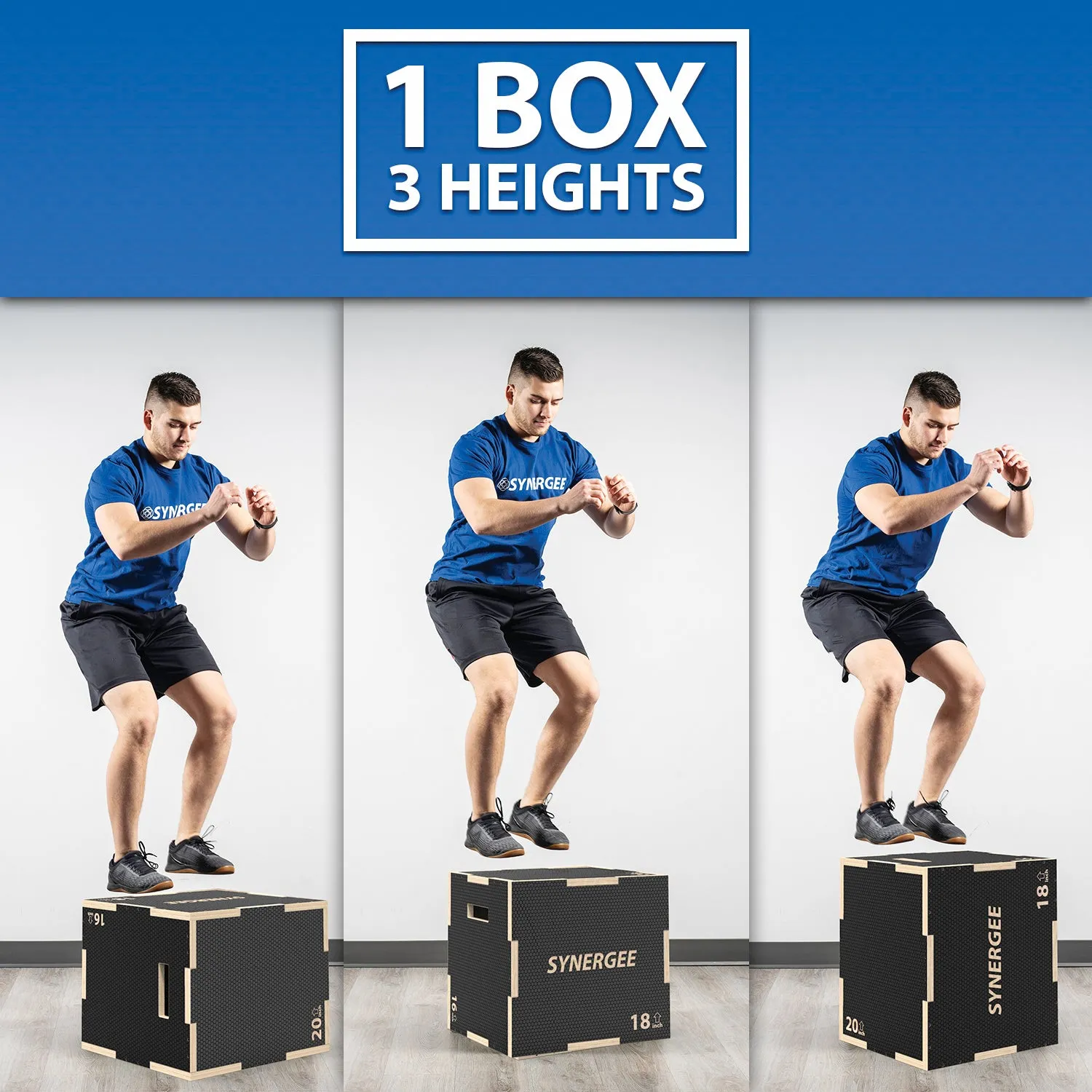 Synergee Non-Slip 3-in-1 Wood Plyo Boxes