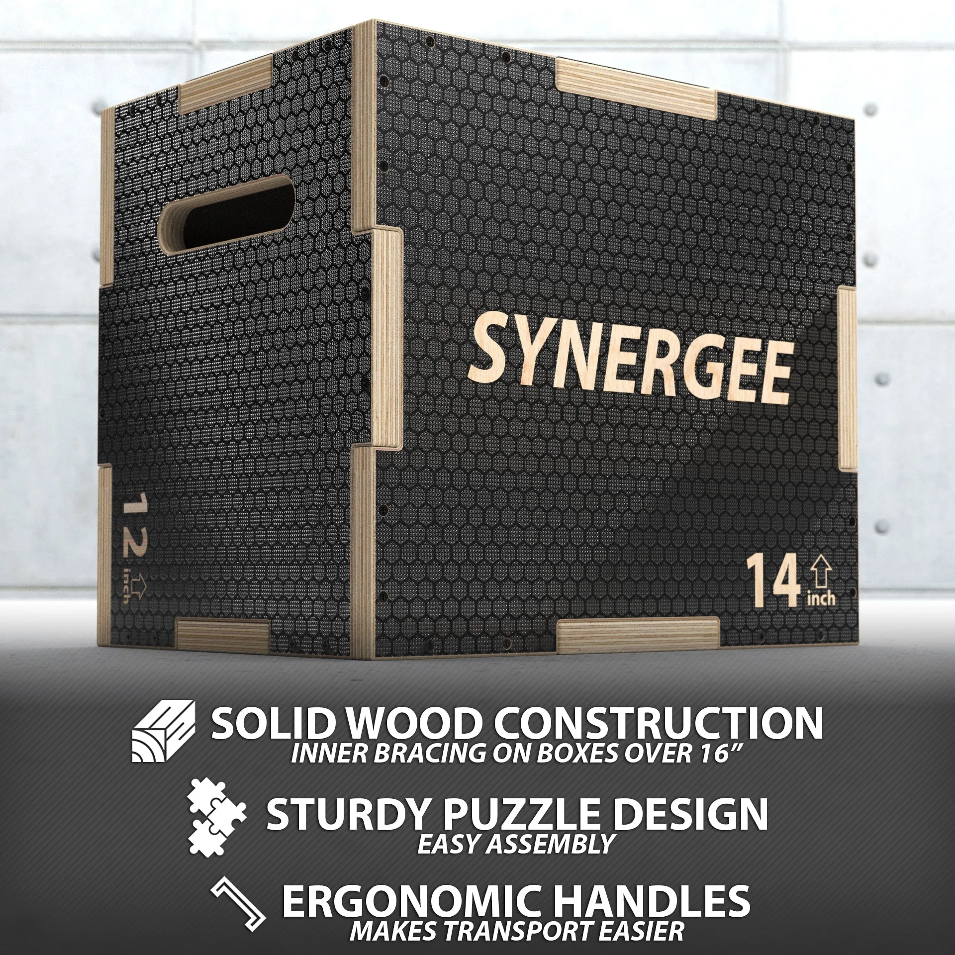 Synergee Non-Slip 3-in-1 Wood Plyo Boxes