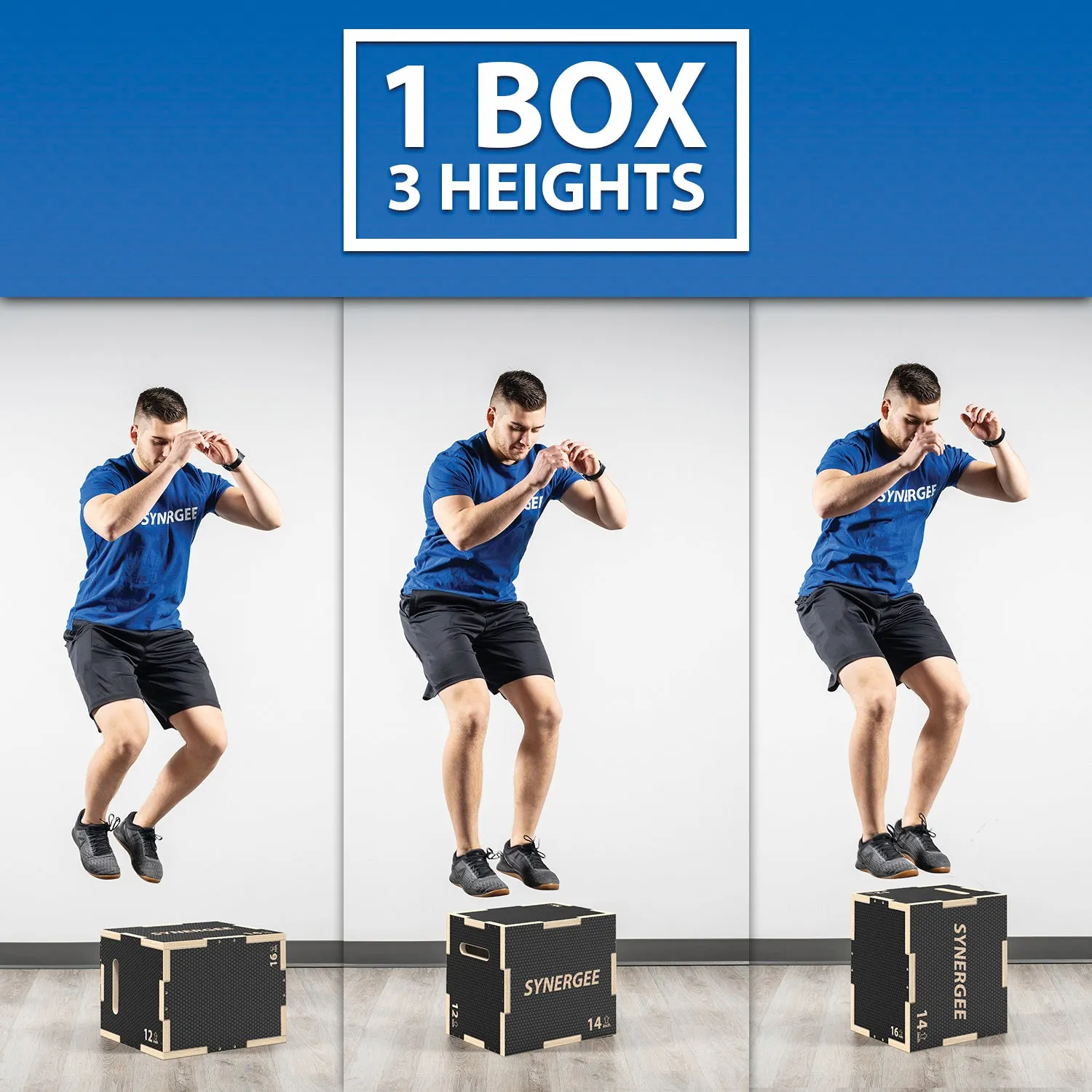 Synergee Non-Slip 3-in-1 Wood Plyo Boxes