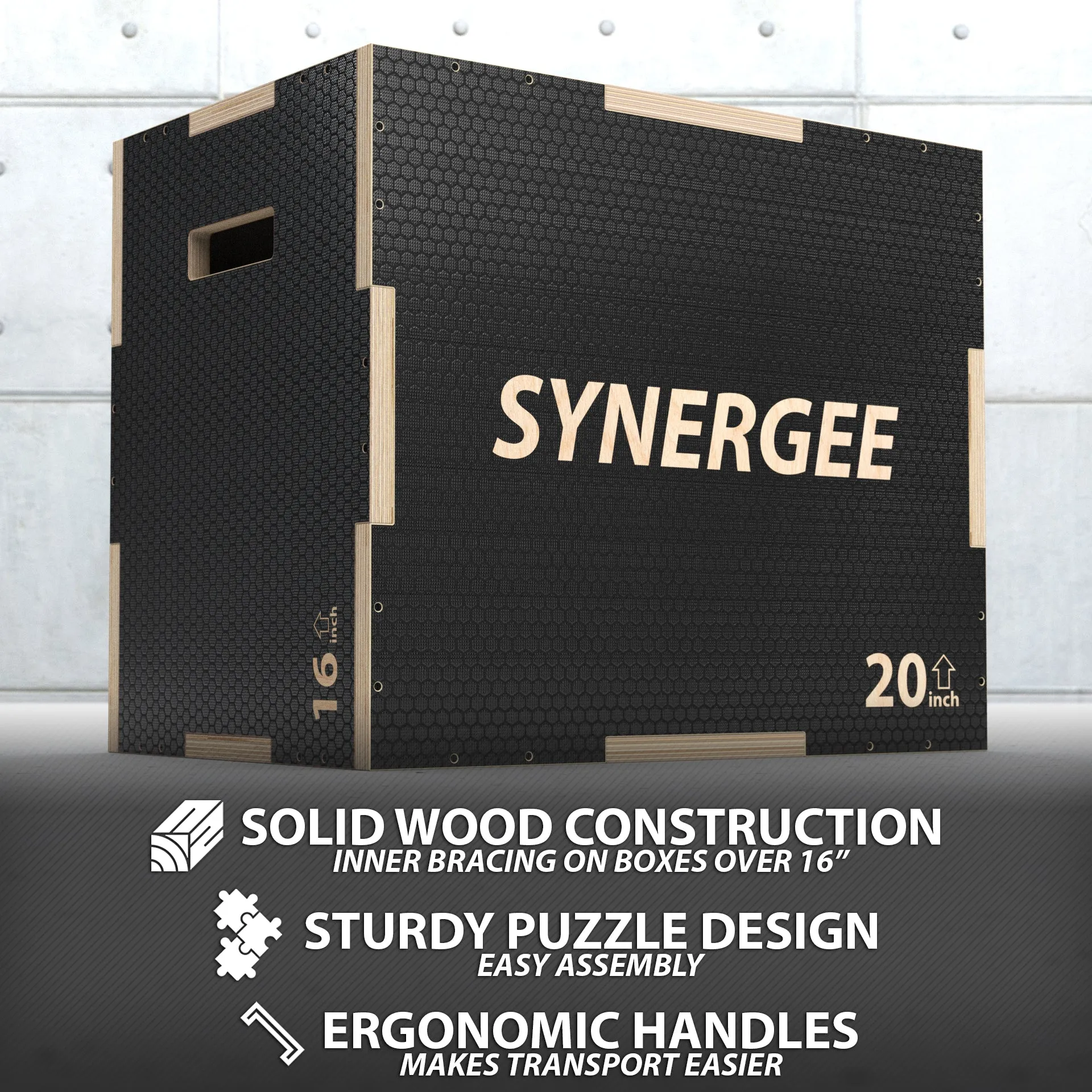 Synergee Non-Slip 3-in-1 Wood Plyo Boxes