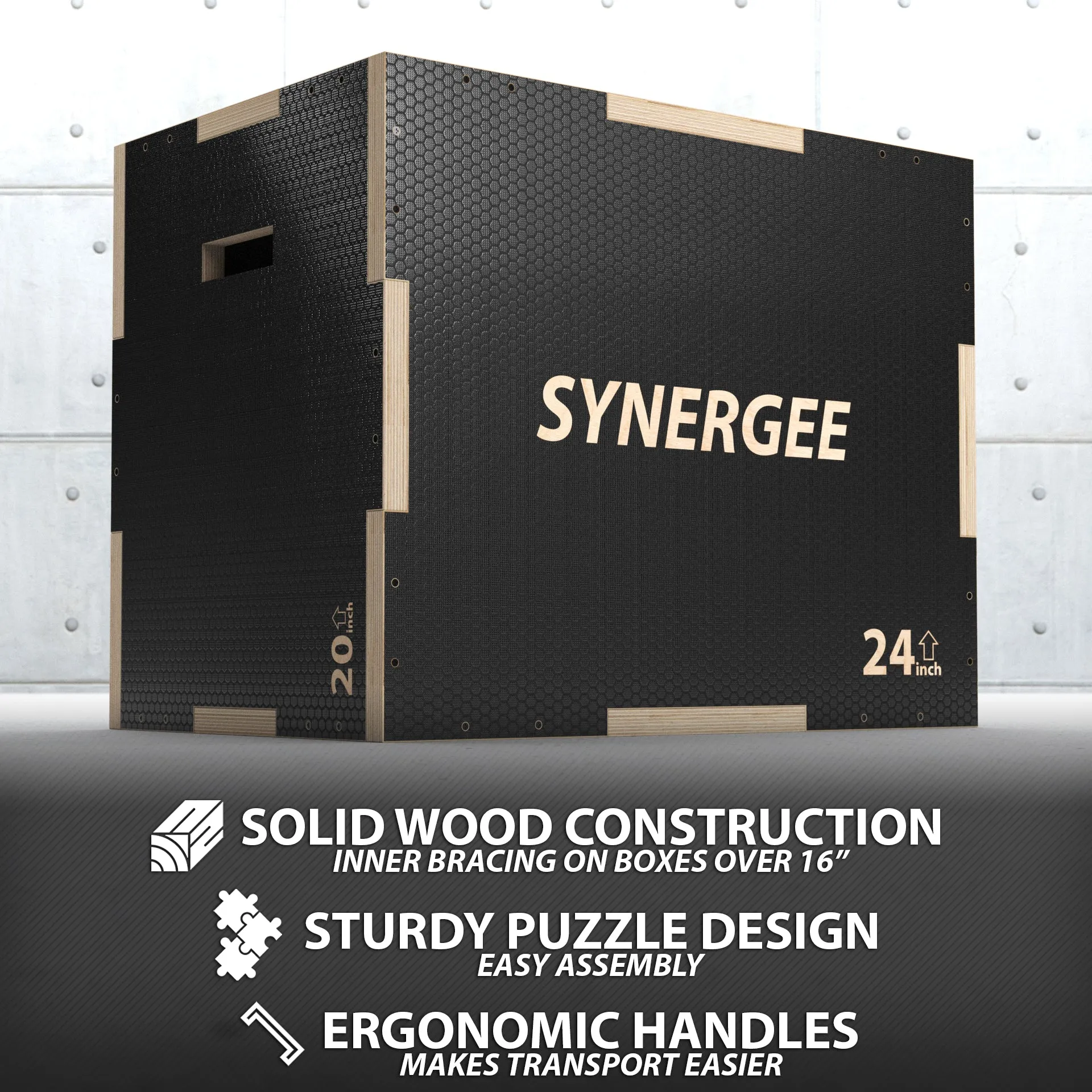 Synergee Non-Slip 3-in-1 Wood Plyo Boxes