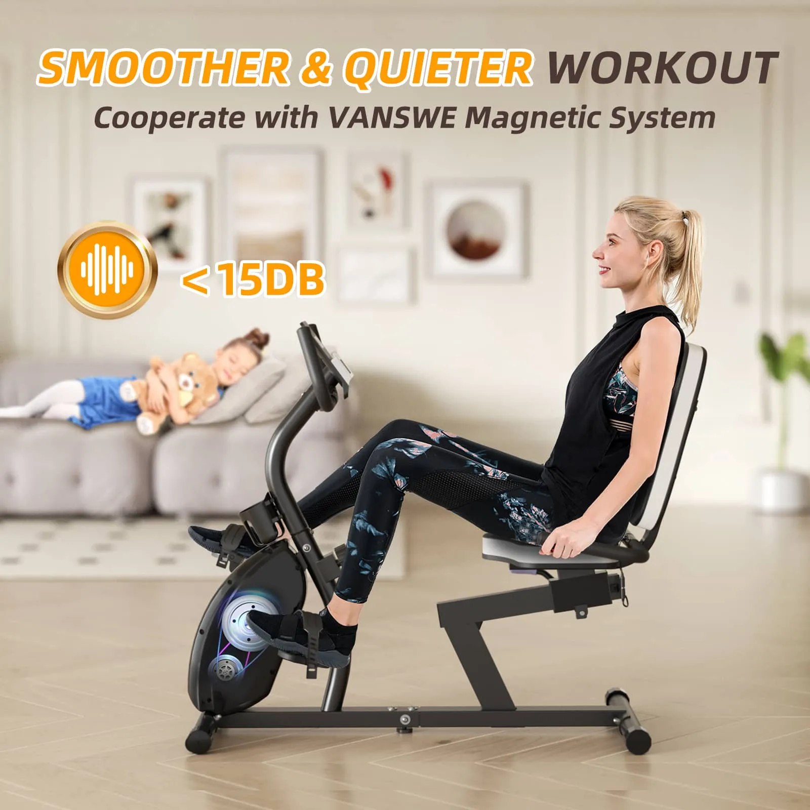 The Best Recumbent Bike With 16-Level (Silver) | Vanswe Fitness